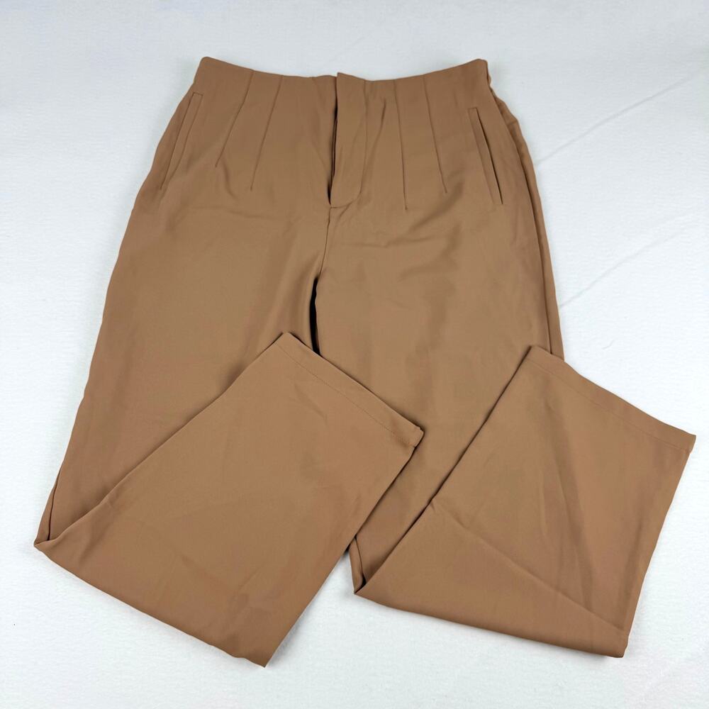 Halara High Waisted Pleated Pull On Pants Pockets Macchiato L